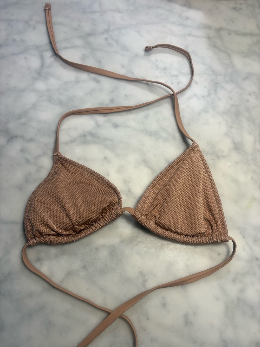 Aerie Neutral Tan Textured Triangle Bikini Top
